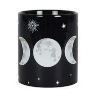 Mug - Ceramic Tea/Coffee - Triple Moon Mug - Black Gothic Wicca Witchcraft Pagan Mug