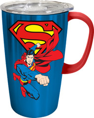 Spoontiques - Stainless Steel Travel Mug with Handle - 18 oz Capacity - Superman Stainless Travel Mug