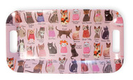 Boston International Melamine Handles, 15 x 8, Cool Cats Serving Tray