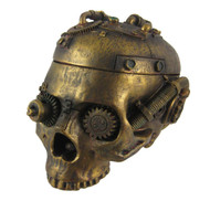 Steampunk Skull Ashtray Trinket Box with Lid Statue