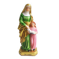 Religious St Anna Statue Saint Anna Sculpture Santo Ana Estatua Holy Figurine Decorative Statue Anna with Child Statue Gift (8 Inch)