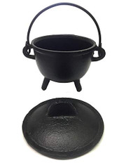 New Age Imports, Inc. Cast Iron Cauldron w/handle & lid (Pot Style 4" Dia)
