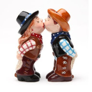 Cowboy and Cowgirl Magnetic Ceremic Salt and Pepper Shakers