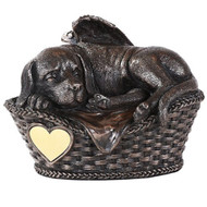 Windhaven Urns Dog Angel Sleeping in Basket Cremation Urn Memorial