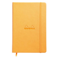 Rhodia - Ref 118608C - Webnotebook (96 Sheets) - A5 in Size, Lined Rulings, Leatherette Cover with Elasticated Strap, 90gsm Brushed Ivory Vellum - Orange