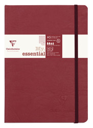 Clairefontaine - Ref 793462C - Age Bag Thread-Bound Notebook (192 Pages) - A5 Size, Lined Rulings, 90gsm Brushed Vellum Paper, Elastic Closure - Red Cover
