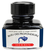 J. Herbin Bleu Profondeur Fountain Pen Ink, Glass Bottle, 30ml