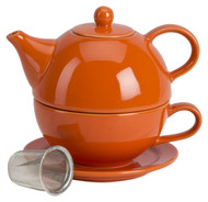 Omniware 1500145 5 Piece Tea For One Teapot Set with An Infuser, Orange