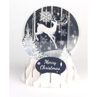 Up With Paper Pop-Up Holiday Snow Globe Greeting Card - Reindeer Silhouette