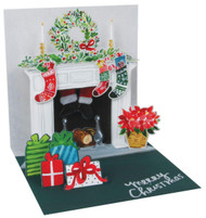 Treasures Up with Paper Pop-Up Light-Up Greeting Card - Holiday Mantel