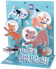 Up With Paper Pop-Up Sight 'N Sound Greeting Card - Space Dogs