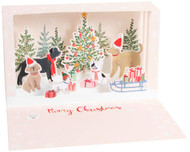 Up With Paper Christmas LED Delighted Shadowbox Card - Tree Trimming Dogs