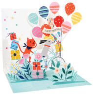 Up With Paper Pop-Up Treasures Greeting Card - Dog and Cat Bike Ride