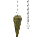 Natural Grass Jasper Crystal Gemstone Rock Pendulum - Green Color - Hexagonal Pointed, Dowsing, Divination, Reiki Charged, Chakra Healing