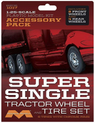 Moebius Models 1/25 Super Single Tractor Wheel & Tire Set (6), MOE1017