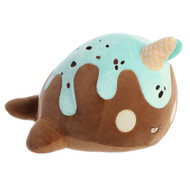 Aurora Enchanting Tasty Peach Mint Chocolate Nomwhal Stuffed Animal - Bright & Colorful Design - Showpiece Plush - Brown 12.5 Inches