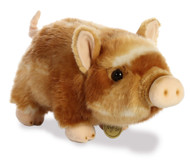 Aurora Adorable Miyoni Pot-Bellied Piglet Two Color Stuffed Animal - Lifelike Detail - Cherished Companionship - Brown 11 Inches
