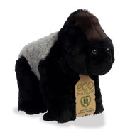 Aurora Eco-Friendly Eco Nation Silverback Gorilla Stuffed Animal - Environmental Consciousness - Recycled Materials - Black 9.5 Inches