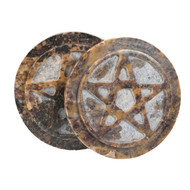 Soapstone Carved Altar Tile - 2 Pack - 3 Inches (Pentagram)