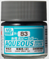 H83 Semi-Gloss Dark Gray (2) 10ml Bottle, GSI Aqueous Color