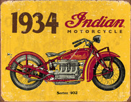 Desperate Enterprises 1934 Indian Motorcycle Tin Sign, 16" W x 12.5" H