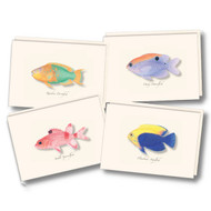 Earth Sky + Water - Caribbean Fish Assortment Notecard Set - 8 Blank Cards with Envelopes (2 each of 4 styles)