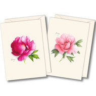 Earth Sky + Water - Peony Assortment Notecard Set - 8 Blank Cards with Envelopes (4 each of 2 styles)