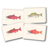 Earth Sky + Water - Salmon Assortment Notecard Set - 8 Blank Cards with Envelopes (2 each of 4 styles)