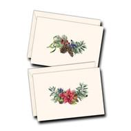 Earth Sky + Water - Holiday Greenery Assortment Notecard Set - 8 Blank Cards with Envelopes (4 each of 2 styles)