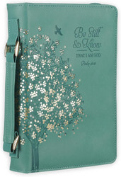 Christian Art Gifts Be Still and Know Faux Leather Fashion Bible Cover, Teal, Large