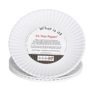 "What Is It?" Reusable White Appetizer or Dessert Plate, 6 Inch Melamine, Set of 4