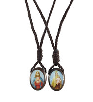 Sacred Heart of Jesus with Our Lady Mt Carmel Catholic Wood Scapular, 5/8 Inch