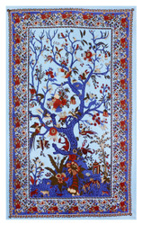 Sunshine Joy Tree Of Life Indian Tapestry Beach Sheet Hanging Wall Art 60x90 Inches (Blue)