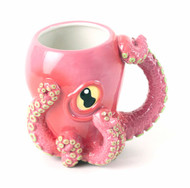 Pink Octopus Ceramic 3D Coffee Mug with Tentacle Handle