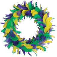 Feather Wreath (golden-yellow, green, purple) Party Accessory  (1 count)