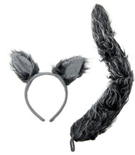 J24630 Wolf Ears & Tail Set Gray, One Size