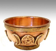 TMT Triple Moon Pentacle Copper Offering Bowl, 3" Diameter