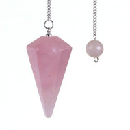 Natural Rose Quartz Crystal Pendulum 12 Facet Reiki Charged