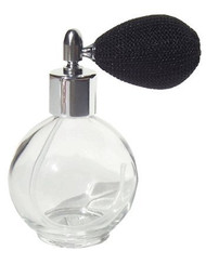 4.33 oz. Empty Refillable Glass Perfume Bottle With Black Mesh Atomizer Bulb ~ New With Vintage Style by Private Label