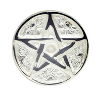 New Age Pentagram Altar Brass with Silver Plating Tile,3-Inches