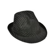 Roaring 20s Gangster Costume Black Pin Stripe Fedora Hat