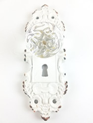 Decorative Pewter Wall Hook, Vintage Door Knob Style (White)