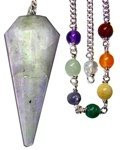 Starlinks Rainbow Moonstone 12 Faceted Chakra Pendulum with Satin Bag and Instruction Leaflet for Divination