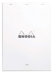 Rhodia Staplebound Notepad - Lined w/ margin 80 sheets - 8 1/4 x 11 3/4 - White cover