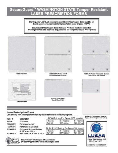RX506 SecureGuard Paper for Washington State