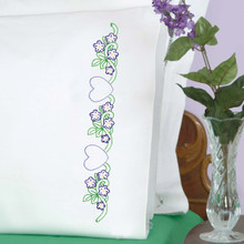 Hearts with Flowers Perle Edge Pillowcases