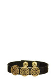 Three Emblem Faux Leather Snap Cuff