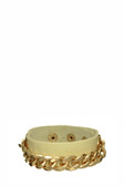 Chain And Leatherette Snap Cuff