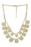 Two Tiered Rectanngle Gem Necklace Set