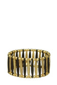 Etched Wood Bars And Beaded Stretch Bracelet